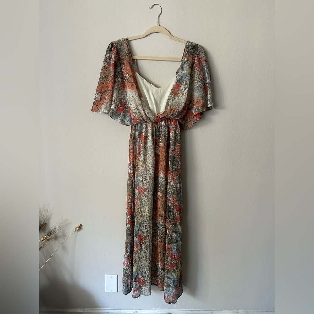 Alice + Olivia Floral Maxi Silk Dress XS Wedding Spring Bridal - Picture 5 of 15